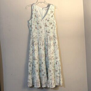 LOFT Sleeveless Aqua Mint Blue Floral Maxi Dress – Size 4